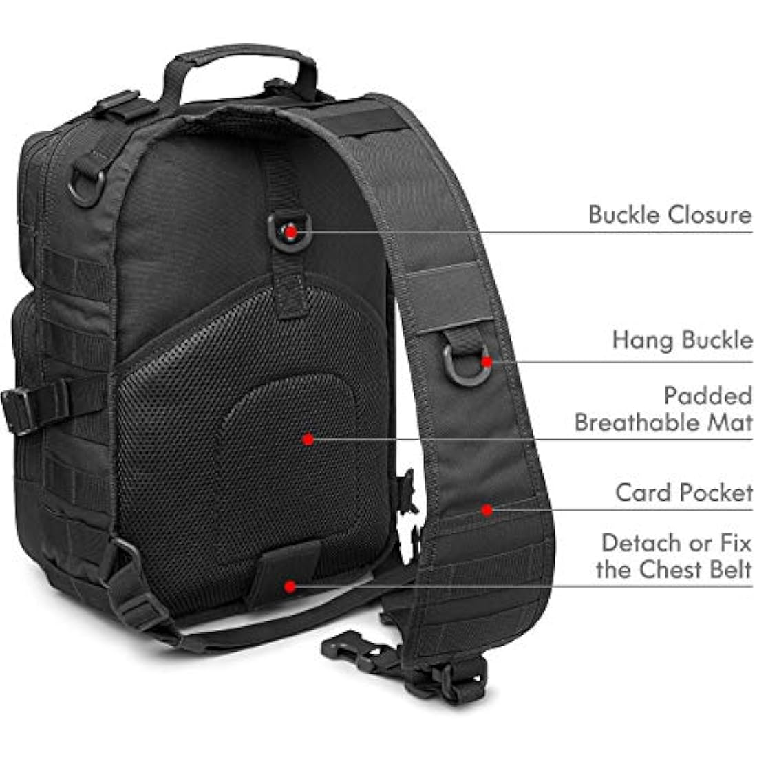 G4Free Tactical Sling Backpack Big Molle EDC Range Bag Pack Assault Military Shoulder Rucksack One Strap Daypack Internal Frame Backpacks Default Title Default Title