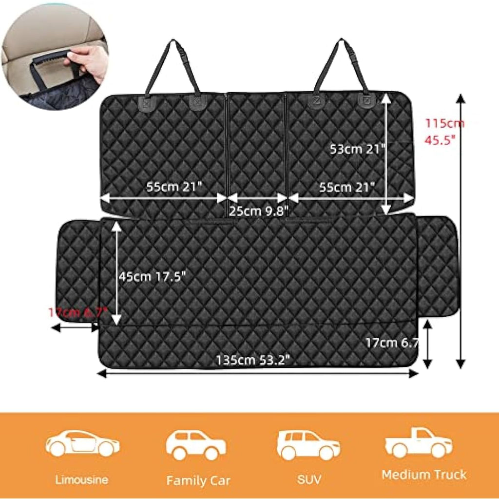 ANOSOSPECIAL Dog Car Seat Cover for Back Seat Cover for Kids ISOFIX with Dog Seat Belt Non Stick Fur Car Seat Protector for Dogs Nonslip Water Proof Durable for Truck SUV（Black ISOFIX-Large） Seat Covers Default Title Default Title