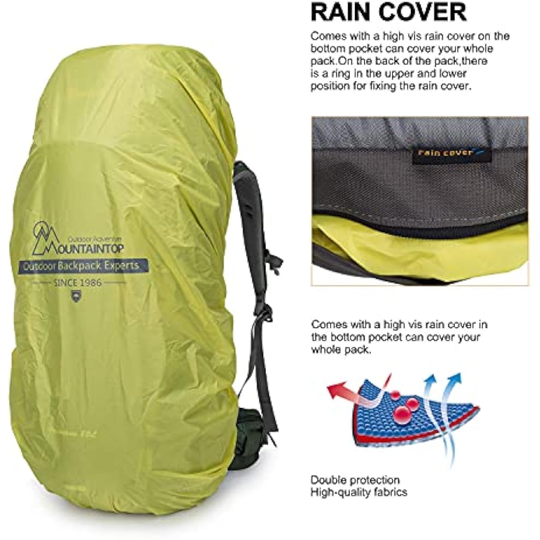 MOUNTAINTOP Hiking Backpack 80L Waterproof Mountaineering Backpack Large Camping Trekking Rucksack Multifunctional Climbing with Rain Cover External Frame Backpacks Default Title Default Title