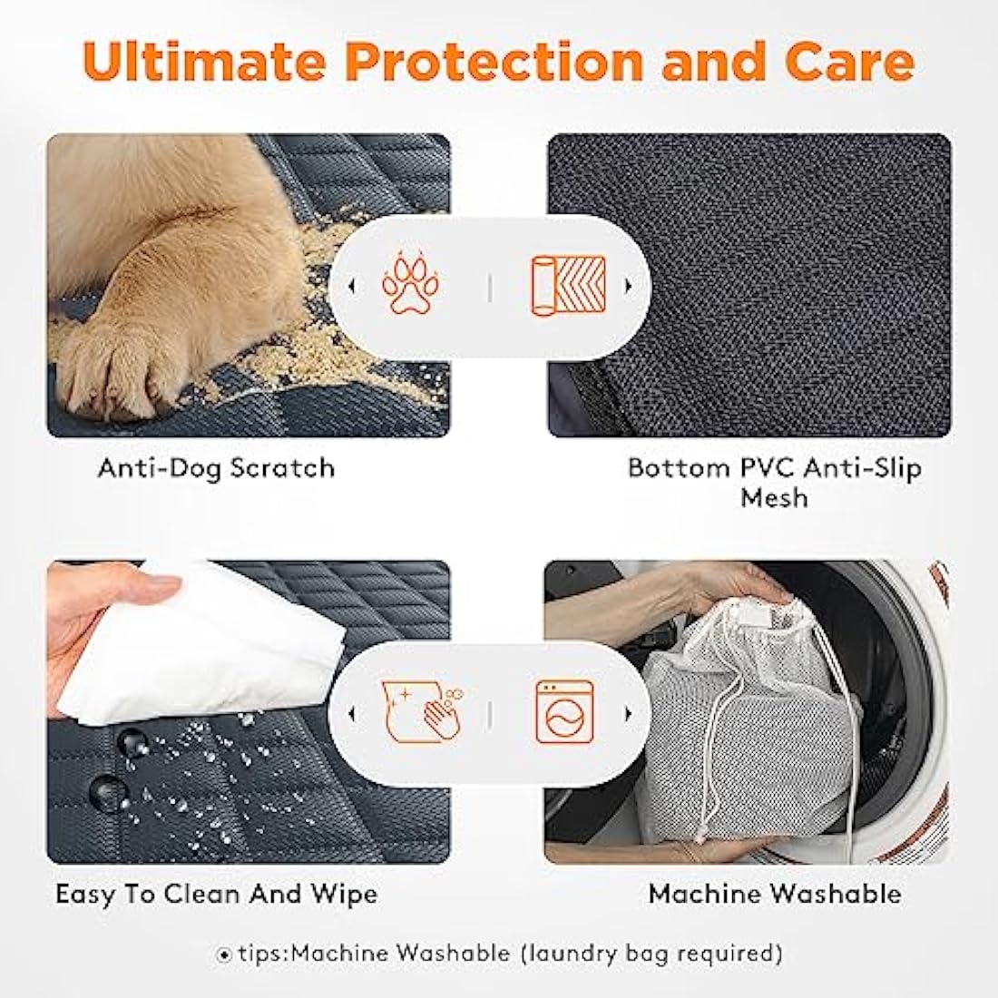 JOEJOY Dog Car Seat Cover - Waterproof Car Back Seat Cover for Dogs, Non-slip & Scratch Proof Back Seat Protector for Dogs, Easy to Clean Universal fits SUVs Cars Seat Covers Default Title Default Title