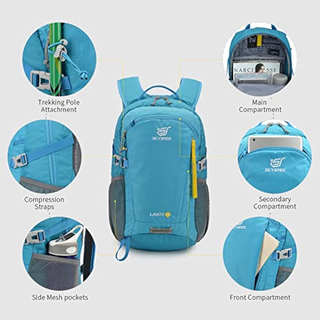 SKYSPER Small Hiking Backpack, 20L Lightweight Travel Backpacks Hiking Daypack Rucksack Women Men for Trekking Backpacking Outdoor Sports(Blue) Internal Frame Backpacks Default Title Default Title