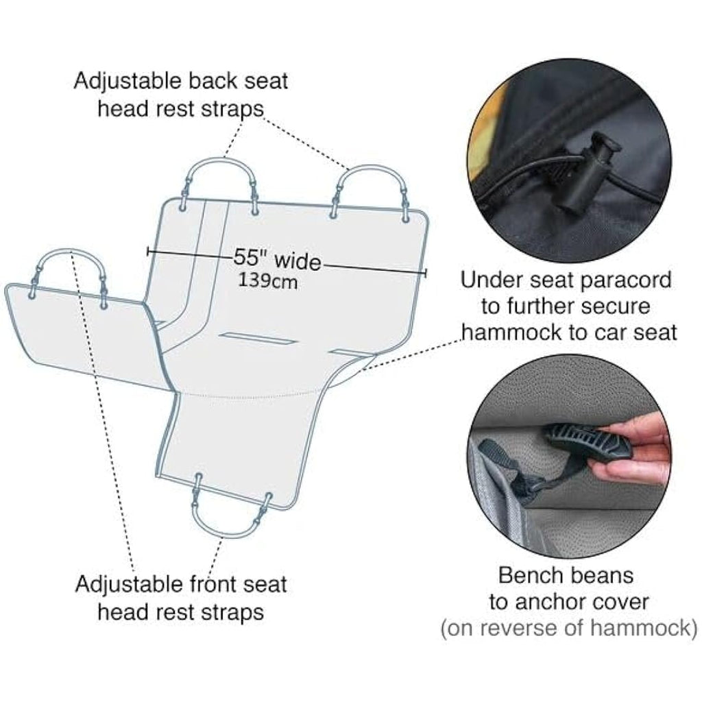 Kurgo Wander Hammock Cover, Dog Car Seat Protector, Durable Scratch-Resistant Material, Waterproof, Black Seat Covers Default Title Default Title