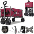 Sekey Folding Festival Trolley with Wide All-Terrain Wheels, 440LB Large Load Capacity, Heavy-Duty Camping Wagon with Brake, Sturdy Beach Garden Cart, Adjustable Handles & Drink Holders, Red Carts & Wagons Default Title Default Title