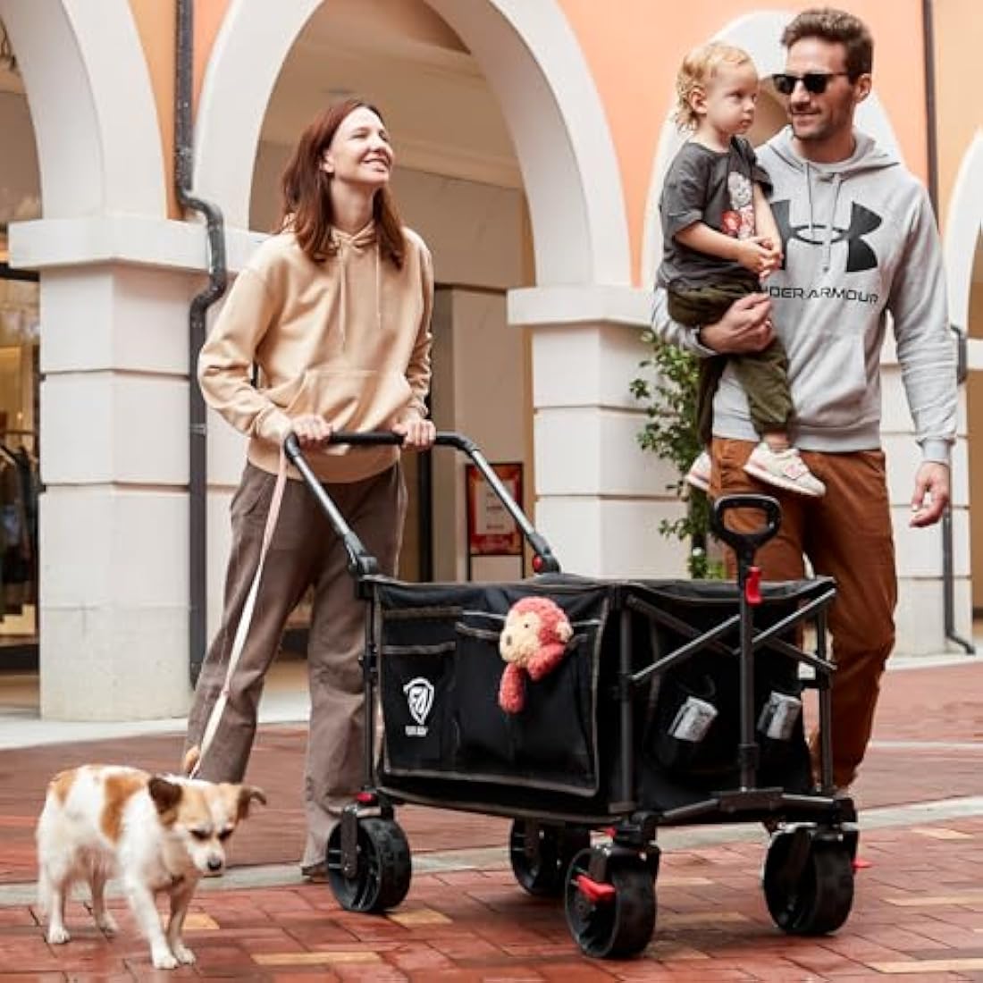EVER ADVANCED 225L Festival Trolley on Wheels with Removable Canopy, 150KG Heavy Duty Camping Trolley, Push & Pull Beach Cart with 3 Large Pockets, Garden Folding wagon Fishing Carts & Wagons Default Title Default Title
