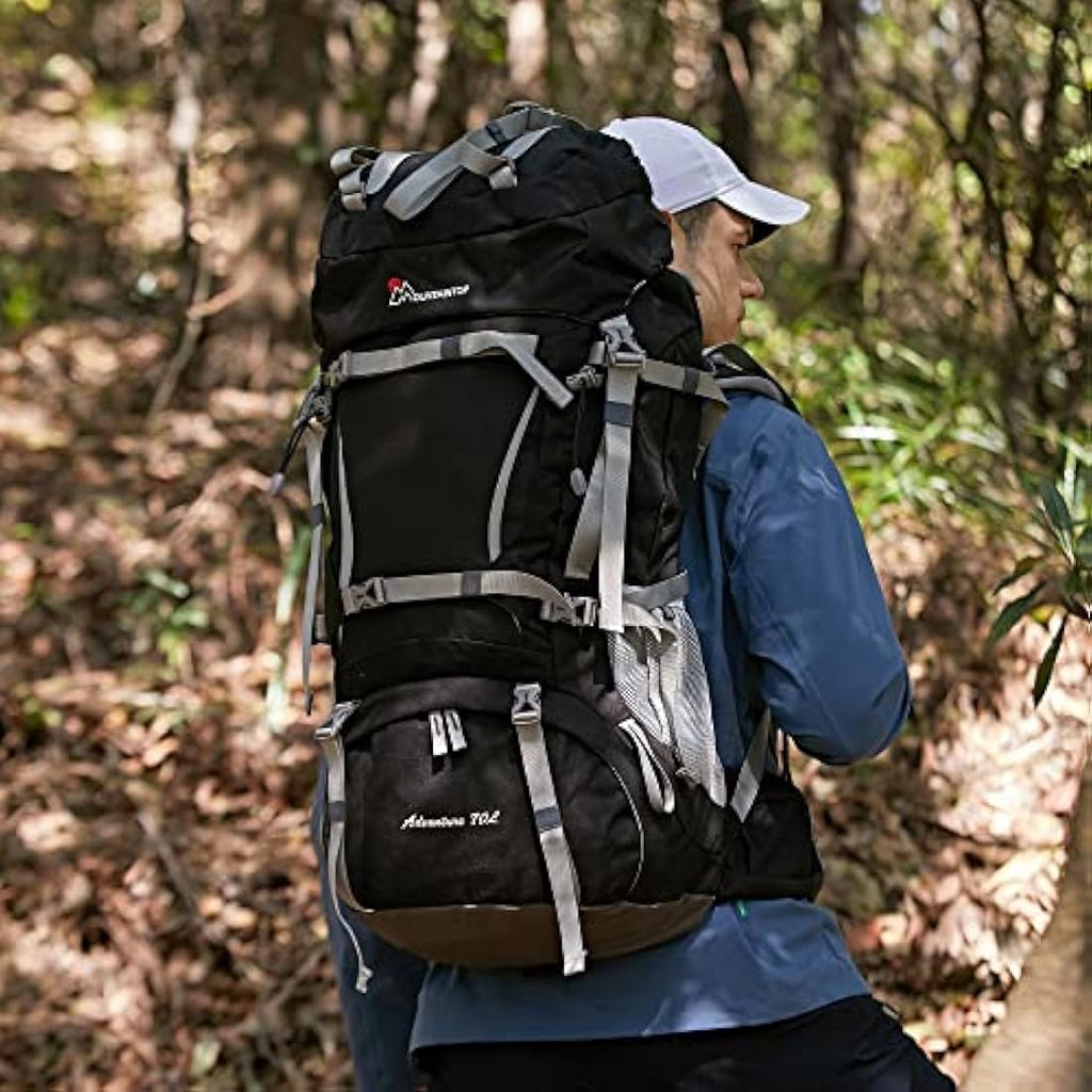 MOUNTAINTOP 70L Hiking Backpack water-resistant Internal Frame Backpacks Large Trekking Mountaineering Rucksack with Rain Cover for Men Women Cover Outdoor External Frame Backpacks Default Title Default Title