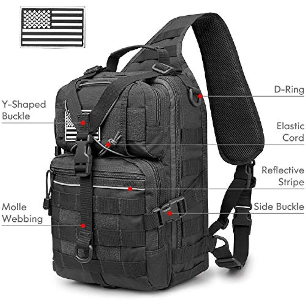 G4Free Tactical Sling Backpack Big Molle EDC Range Bag Pack Assault Military Shoulder Rucksack One Strap Daypack Internal Frame Backpacks Default Title Default Title