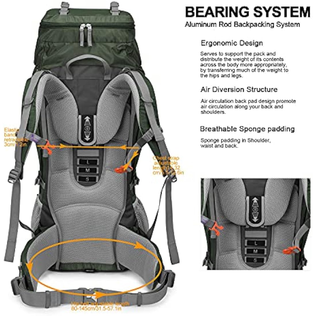 MOUNTAINTOP Hiking Backpack 80L Waterproof Mountaineering Backpack Large Camping Trekking Rucksack Multifunctional Climbing with Rain Cover External Frame Backpacks Default Title Default Title