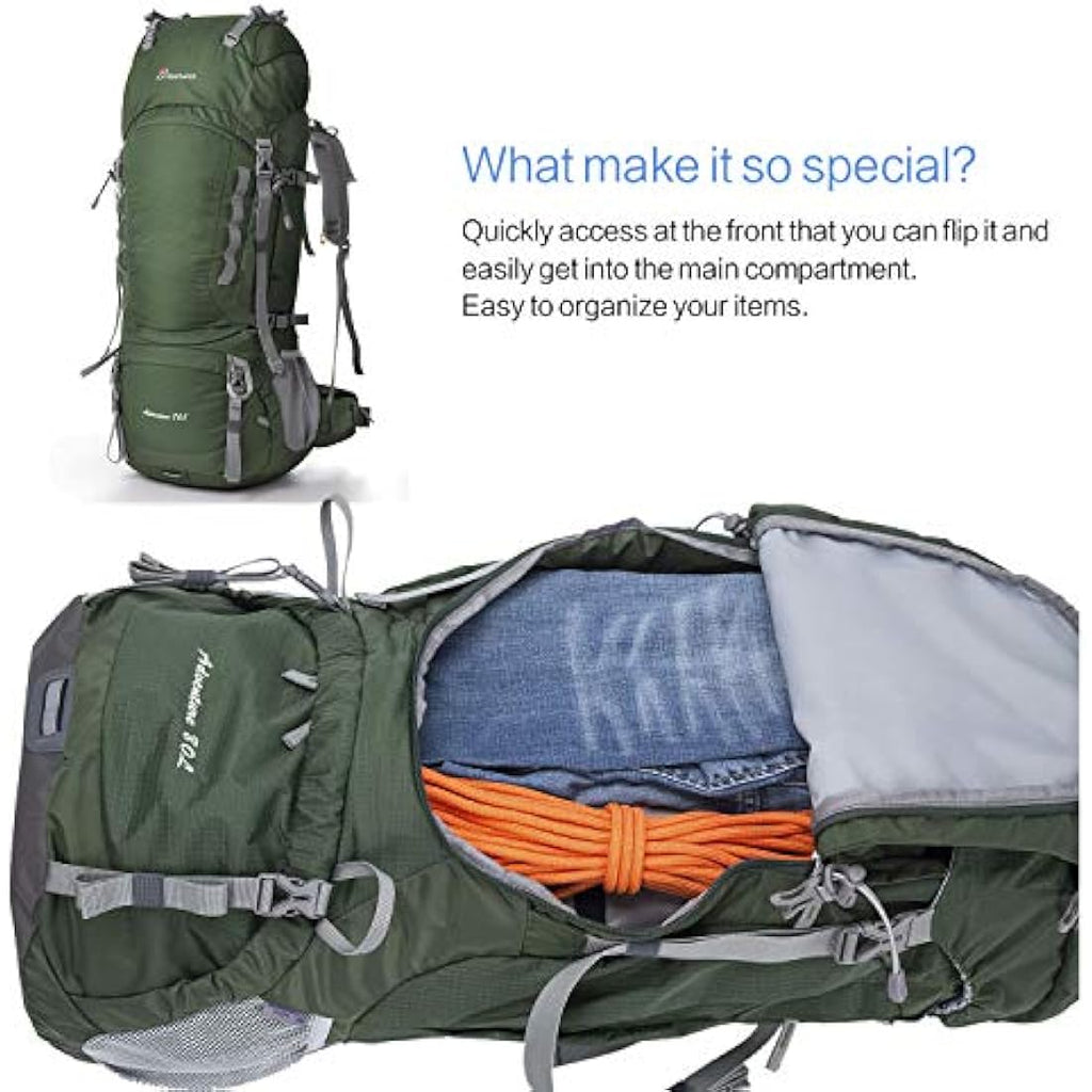 MOUNTAINTOP Hiking Backpack 80L Waterproof Mountaineering Backpack Large Camping Trekking Rucksack Multifunctional Climbing with Rain Cover External Frame Backpacks Default Title Default Title