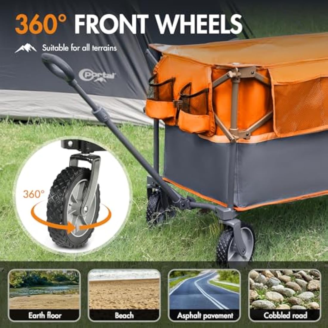 PORTAL XL Deeper Festival Trolley on Wheels 228L Larger Capacity Folding Camping Garden Beach Trolley Heavy Duty Pull along Cart Collapsible Wagon Foldable Picnic Trailer Hand Truck Carts & Wagons Default Title Default Title