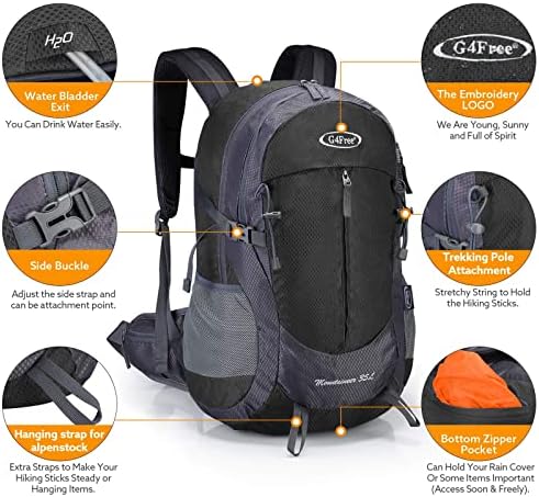 G4Free 35L Waterproof Hiking Backpack Outdoor Backpack Trekking Daypack for Camping Hiking Backpacking Climbing with Rain Cover Internal Frame Backpacks Default Title Default Title