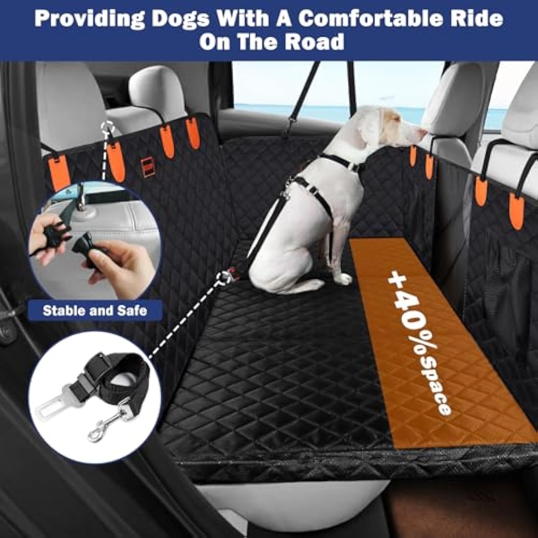 JOEJOY Back Seat Extender for Dogs - Dog Car Seat Cover for Dogs Waterproof & Foldable, Non-Slip Back Seat Cover with Hard Bottom for Cars, Trucks and SUVs, Suit for Travel Camping Seat Covers Default Title Default Title