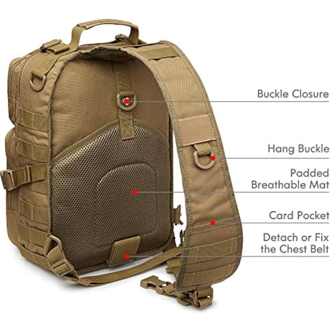 G4Free Tactical Sling Backpack Big Molle EDC Range Bag Pack Assault Military Shoulder Rucksack One Strap Daypack Internal Frame Backpacks Default Title Default Title