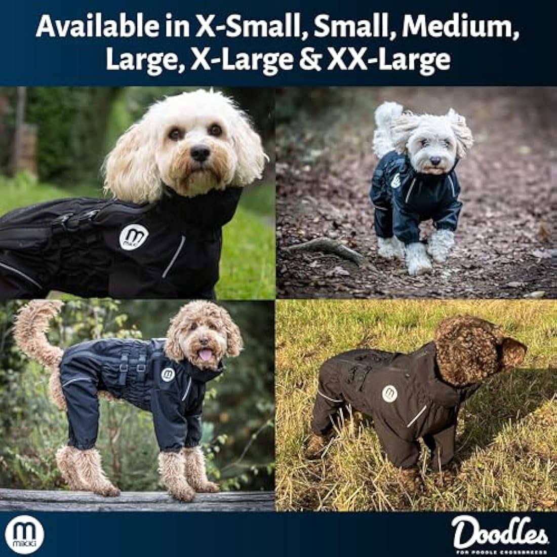 Mikki Doodles Dog Raincoat, Waterproof, Windproof, Silky Lining, Less Friction Means Less Knots & Tangles, Size Medium c Raincoats Default Title Default Title