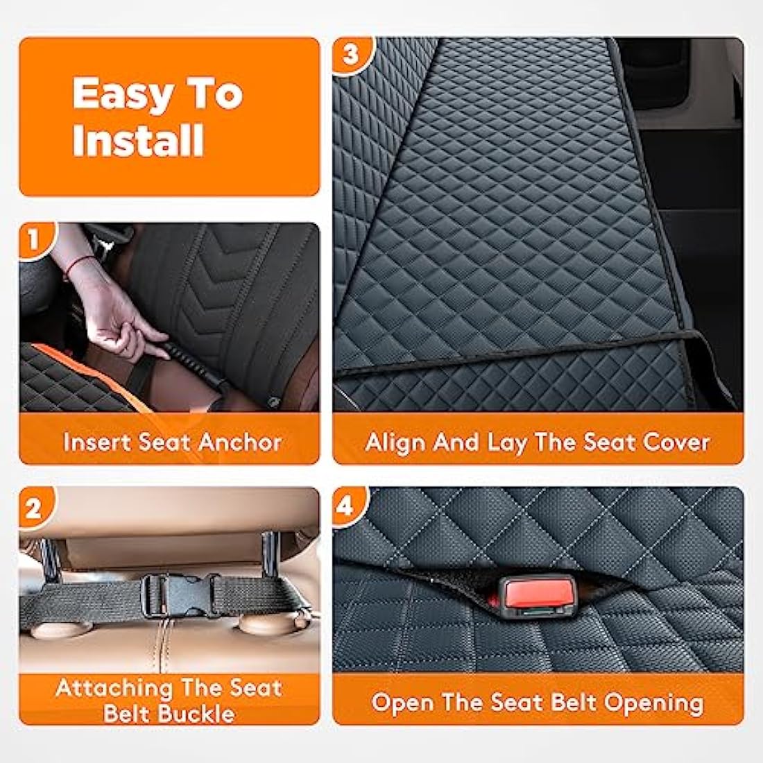 JOEJOY Dog Car Seat Cover - Waterproof Car Back Seat Cover for Dogs, Non-slip & Scratch Proof Back Seat Protector for Dogs, Easy to Clean Universal fits SUVs Cars Seat Covers Default Title Default Title