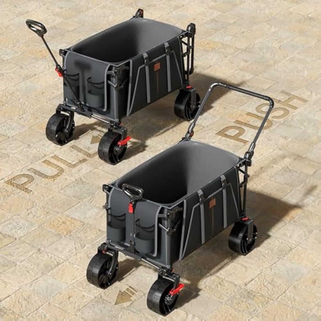 EVER ADVANCED 225L Festival Trolley on Wheels with Removable Canopy, 150KG Heavy Duty Camping Trolley, Push & Pull Beach Cart with 3 Large Pockets, Garden Folding wagon Fishing Grey Carts & Wagons Default Title Default Title