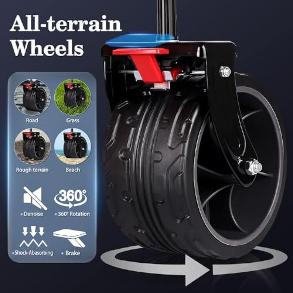 Sekey 200L Folding Festival Trolley with All-Terrain Extra Wide Wheels and Brake, Heavy-Duty Cart Loadable up to 150KG, Patented Four-Directional Foldable Design, Wagon for Beach Camping Garden, Black Carts & Wagons Default Title Default Title