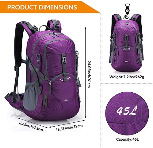 G4Free 45L Hiking Backpacks with Rain Cover Waterproof Trekking Backpack Travel Backpack Outdoor Camping Mountaineering Hiking for Men Women Internal Frame Backpacks Default Title Default Title