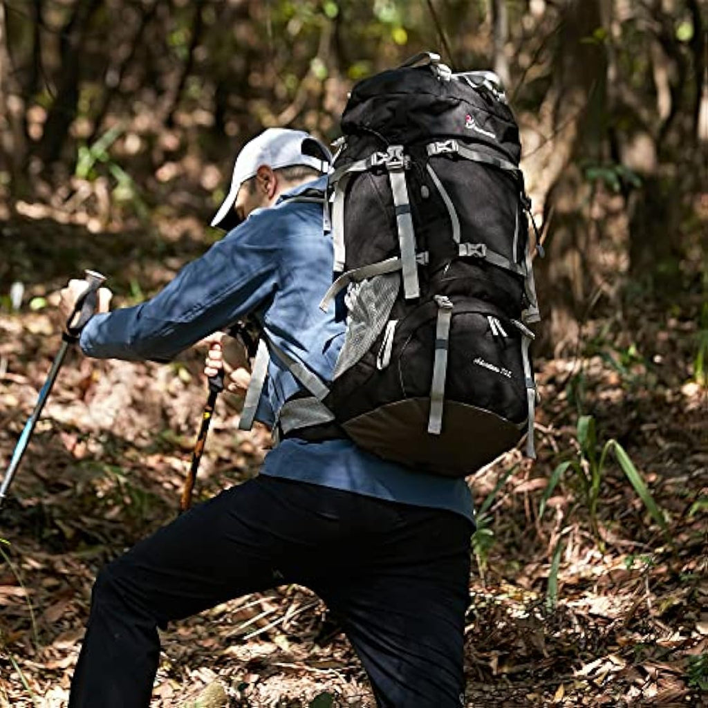 MOUNTAINTOP 70L Hiking Backpack water-resistant Internal Frame Backpacks Large Trekking Mountaineering Rucksack with Rain Cover for Men Women Cover Outdoor External Frame Backpacks Default Title Default Title