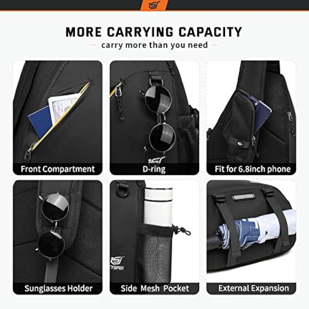 SKYSPER Sling Laptop Bag (Up to 13 Inch) - 18L Crossbody Sling Backpack Travel Shoulder Bag Hiking Daypack for Men Women Internal Frame Backpacks Default Title Default Title