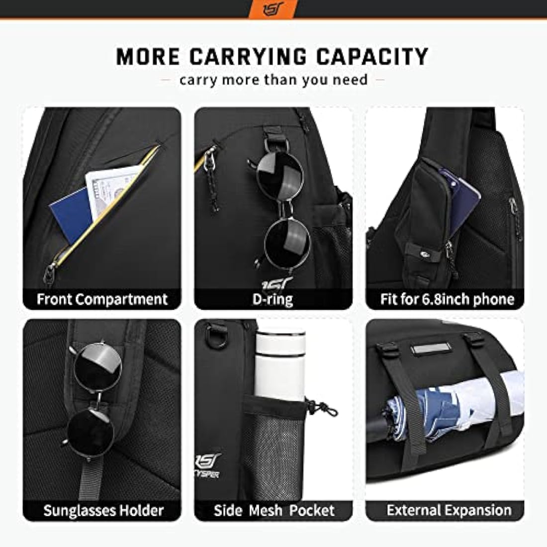 SKYSPER Sling Laptop Bag (Up to 13 Inch) - 18L Crossbody Sling Backpack Travel Shoulder Bag Hiking Daypack for Men Women Internal Frame Backpacks Default Title Default Title