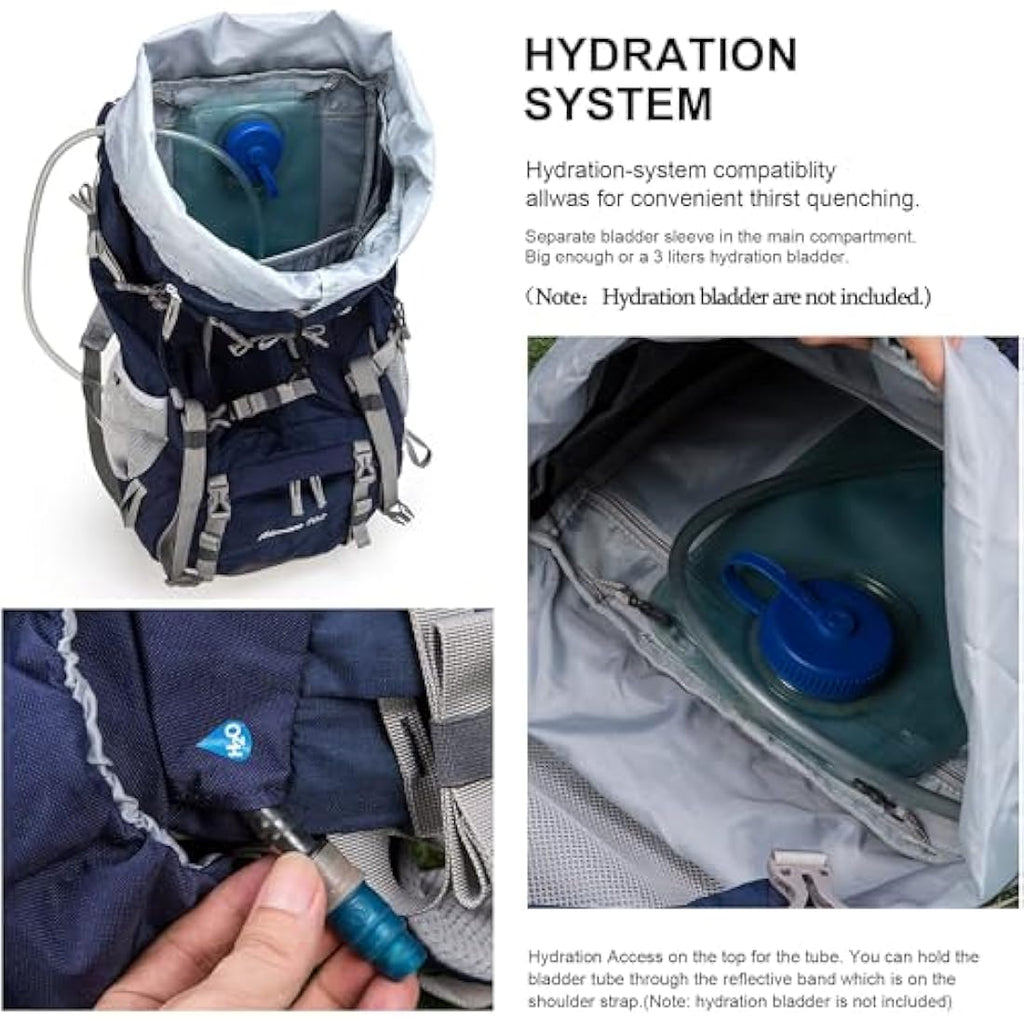 MOUNTAINTOP 70L Hiking Backpack water-resistant Internal Frame Backpacks Large Trekking Mountaineering Rucksack with Rain Cover for Men Women Cover Outdoor External Frame Backpacks Default Title Default Title