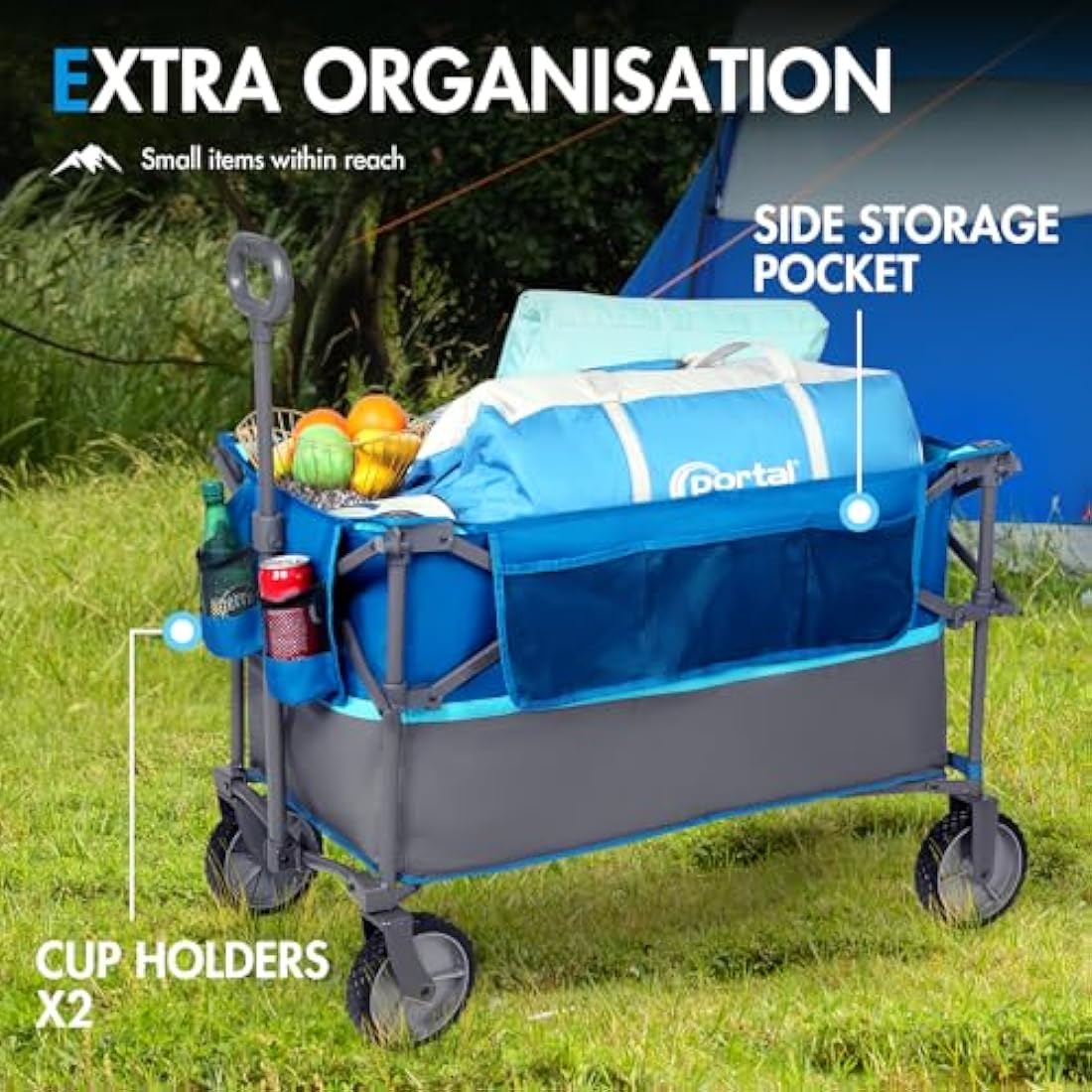 PORTAL XL Deeper Festival Trolley on Wheels 228L Larger Capacity Folding Camping Garden Beach Trolley Heavy Duty Pull along Cart Collapsible Wagon Foldable Picnic Trailer Hand Truck Carts & Wagons Default Title Default Title