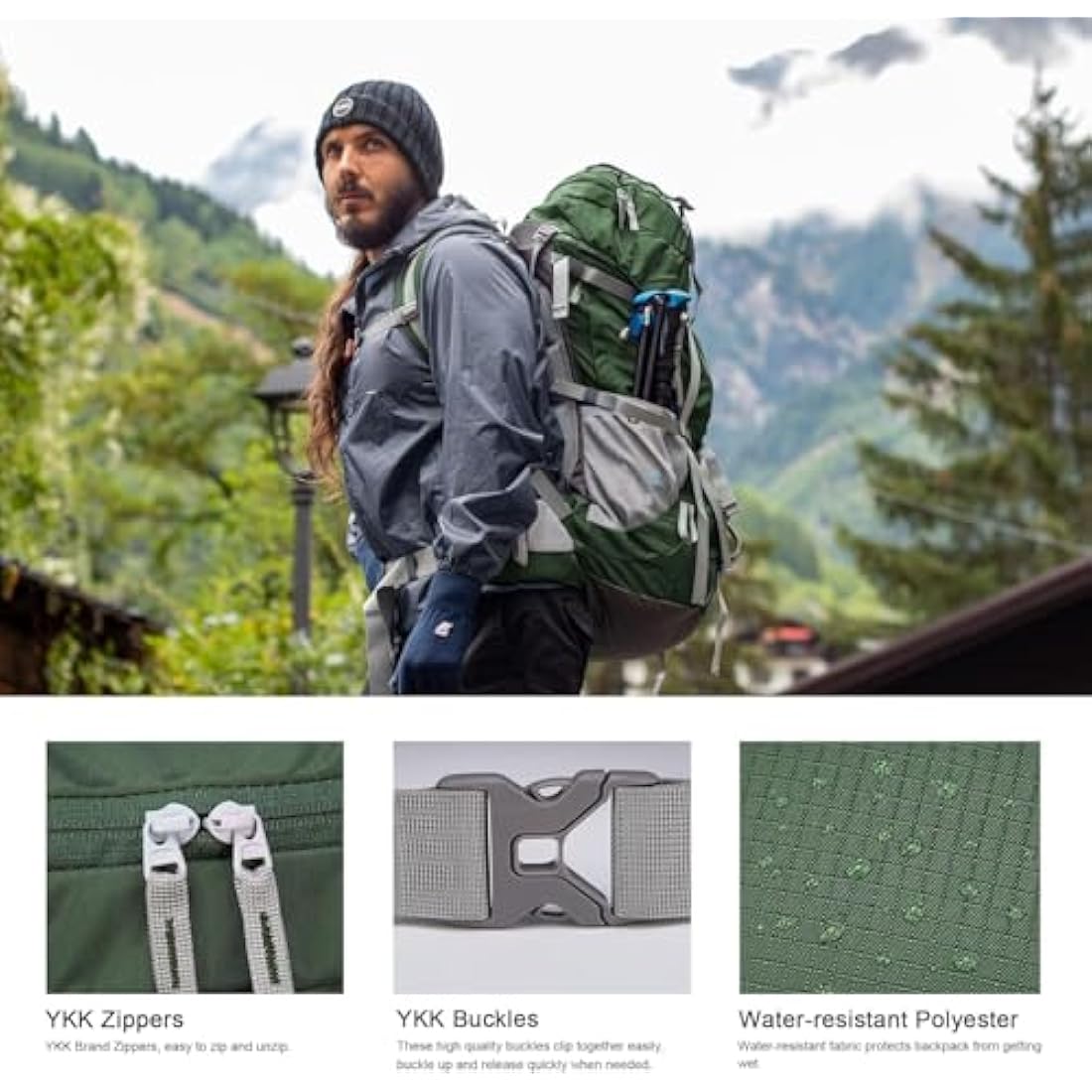 MOUNTAINTOP 70L Hiking Backpack water-resistant Internal Frame Backpacks Large Trekking Mountaineering Rucksack with Rain Cover for Men Women Cover Outdoor External Frame Backpacks Default Title Default Title