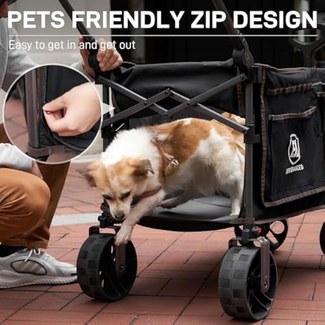 EVER ADVANCED 225L Festival Trolley on Wheels with Removable Canopy, 150KG Heavy Duty Camping Trolley, Push & Pull Beach Cart with 3 Large Pockets, Garden Folding wagon Fishing Carts & Wagons Default Title Default Title