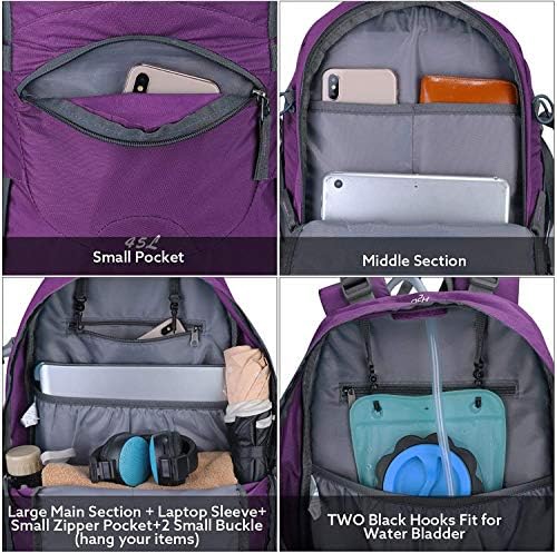 G4Free 45L Hiking Backpacks with Rain Cover Waterproof Trekking Backpack Travel Backpack Outdoor Camping Mountaineering Hiking for Men Women Internal Frame Backpacks Default Title Default Title