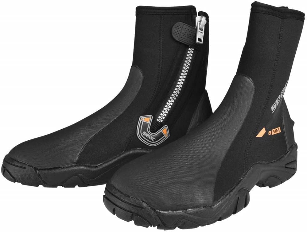 SEAC Unisex Pro HD 6 mm Neoprene Wetsuit Boots with Side Zipper Small, Black, S UK Wetsuits Default Title Default Title