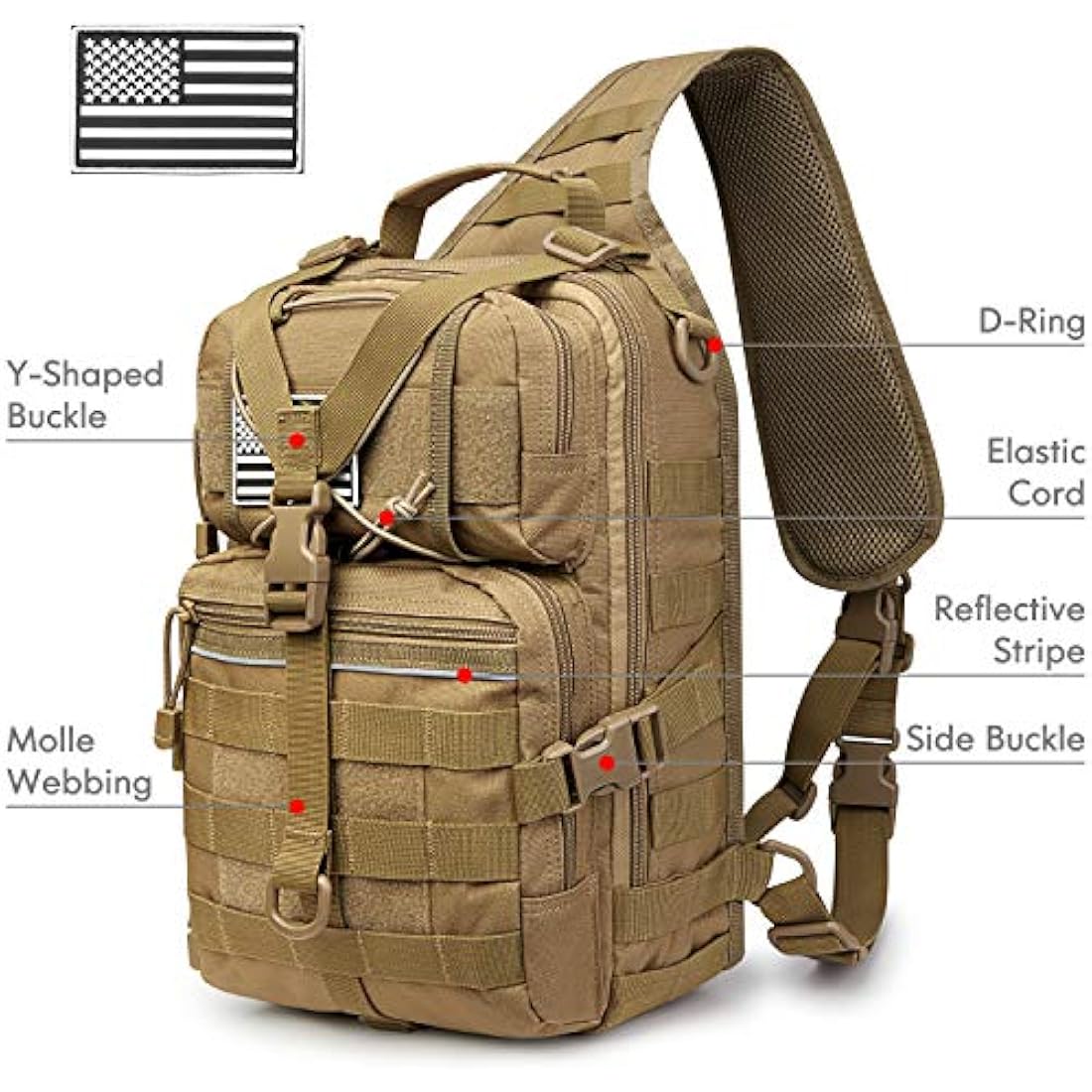 G4Free Tactical Sling Backpack Big Molle EDC Range Bag Pack Assault Military Shoulder Rucksack One Strap Daypack Internal Frame Backpacks Default Title Default Title