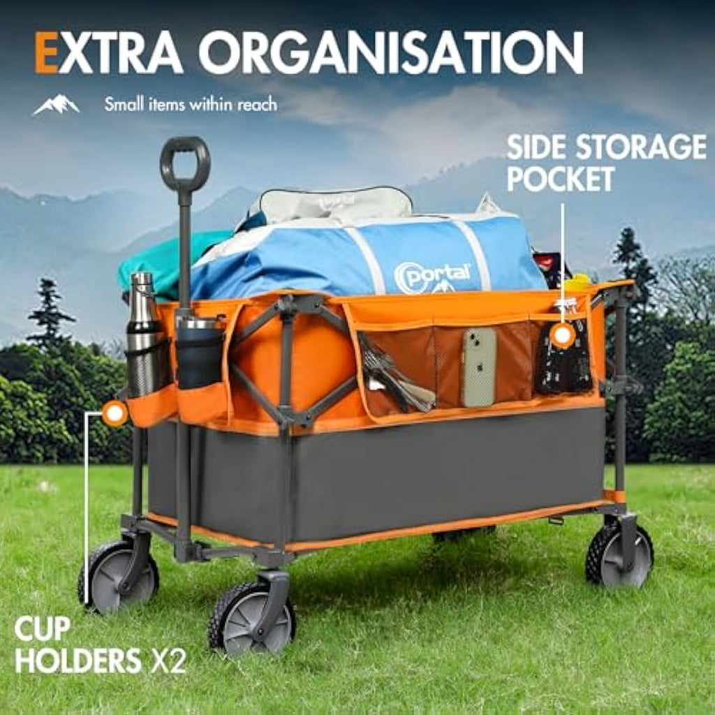 PORTAL XL Deeper Festival Trolley on Wheels 228L Larger Capacity Folding Camping Garden Beach Trolley Heavy Duty Pull along Cart Collapsible Wagon Foldable Picnic Trailer Hand Truck Carts & Wagons Default Title Default Title