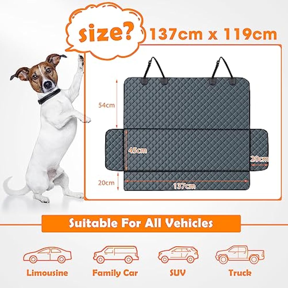 JOEJOY Dog Car Seat Cover - Waterproof Car Back Seat Cover for Dogs, Non-slip & Scratch Proof Back Seat Protector for Dogs, Easy to Clean Universal fits SUVs Cars Seat Covers Default Title Default Title