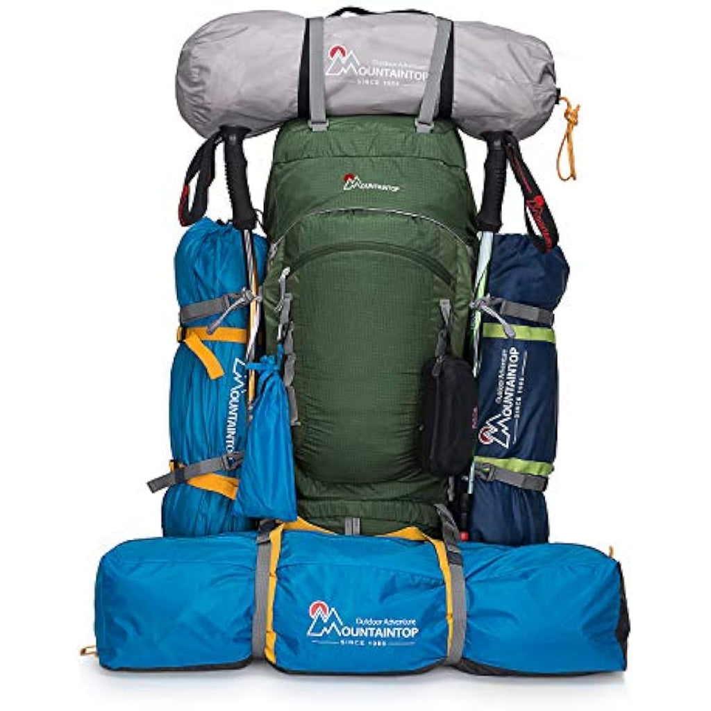 MOUNTAINTOP Hiking Backpack 80L Waterproof Mountaineering Backpack Large Camping Trekking Rucksack Multifunctional Climbing with Rain Cover External Frame Backpacks Default Title Default Title