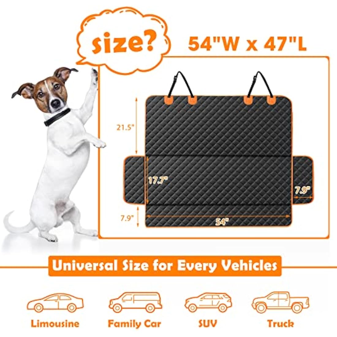 JOEJOY Dog Car Seat Cover - Waterproof Back Seat Cover for Dogs, Non-slip & Scratch Proof Car Seat Cover for Dogs, Easy to Clean Car Back Seat Cover Universal fits SUVs Cars Seat Covers Default Title Default Title