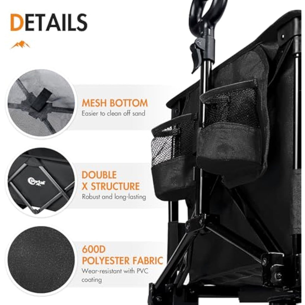 Portal Festival Trolley with Adjustable Tailgate Brakes 300L Beach Trolley for Sand with Wide Wheels Camping Cart Heavy Duty Folding Wagon Collapsible Trailer Buggy for Garden Event Carts & Wagons Default Title Default Title