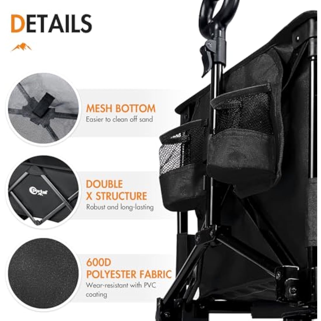 Portal Festival Trolley with Adjustable Tailgate Brakes 300L Beach Trolley for Sand with Wide Wheels Camping Cart Heavy Duty Folding Wagon Collapsible Trailer Buggy for Garden Event Carts & Wagons Default Title Default Title
