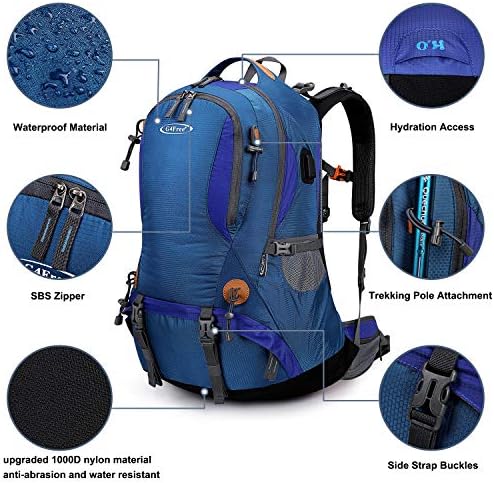G4Free Hiking Backpack 50L Waterproof Backpack with Rain Cover for Mountaineering Travel Camping Trekking Outdoor Sports for Men Women External Frame Backpacks Default Title Default Title