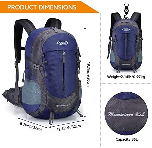 G4Free 35L Waterproof Hiking Backpack Outdoor Backpack Trekking Daypack for Camping Hiking Backpacking Climbing with Rain Cover Internal Frame Backpacks Default Title Default Title