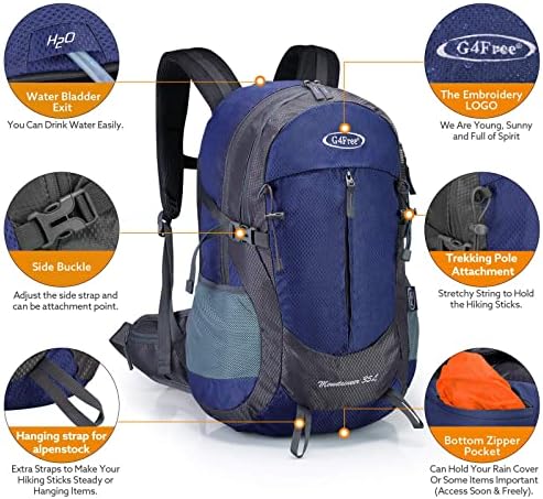 G4Free 35L Waterproof Hiking Backpack Outdoor Backpack Trekking Daypack for Camping Hiking Backpacking Climbing with Rain Cover Internal Frame Backpacks Default Title Default Title