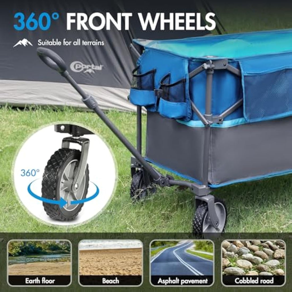 PORTAL XL Deeper Festival Trolley on Wheels 228L Larger Capacity Folding Camping Garden Beach Trolley Heavy Duty Pull along Cart Collapsible Wagon Foldable Picnic Trailer Hand Truck Carts & Wagons Default Title Default Title
