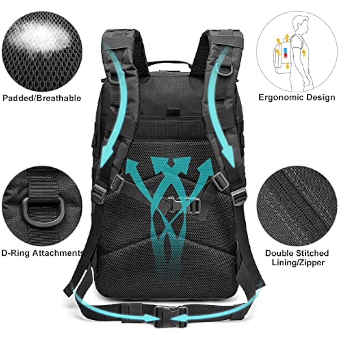G4Free 40L Molle Backpack Large Pack Molle Shoulder Bag Rucksacks Daypack for Outdoor Hiking Camping Trekking Hunting Internal Frame Backpacks Default Title Default Title