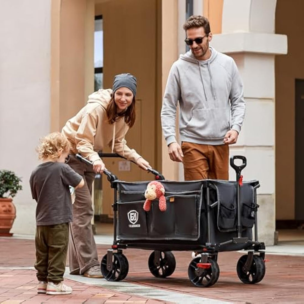 EVER ADVANCED 225L Festival Trolley on Wheels with Removable Canopy, 150KG Heavy Duty Camping Trolley, Push & Pull Beach Cart with 3 Large Pockets, Garden Folding wagon Fishing Grey Carts & Wagons Default Title Default Title