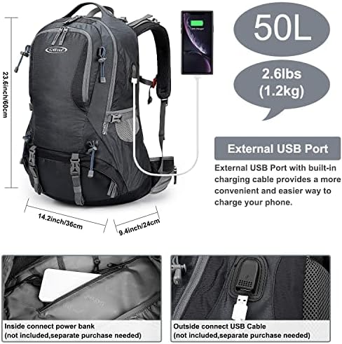 G4Free Hiking Backpack 50L Waterproof Backpack with Rain Cover for Mountaineering Travel Camping Trekking Outdoor Sports for Men Women Internal Frame Backpacks Default Title Default Title