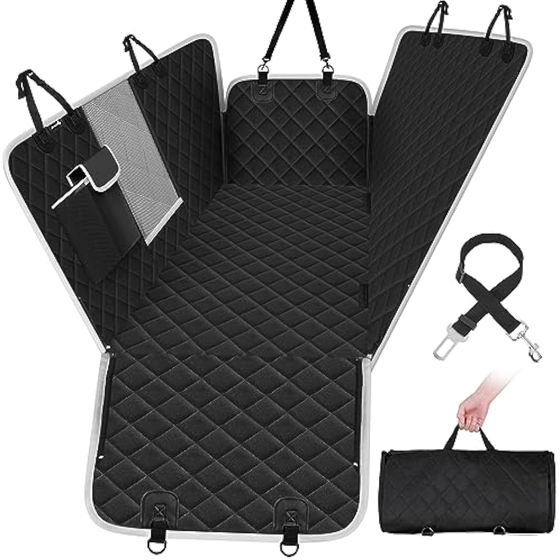 pecute Dog Car Seat Cover, Car Seat Cover for Dogs with Viewing Window/Side Flaps/Storage Bags, Dog Hammock Scratch Proof Nonslip Back Seat Protector for Cars Trucks SUV(146x136cm) Seat Covers Default Title Default Title