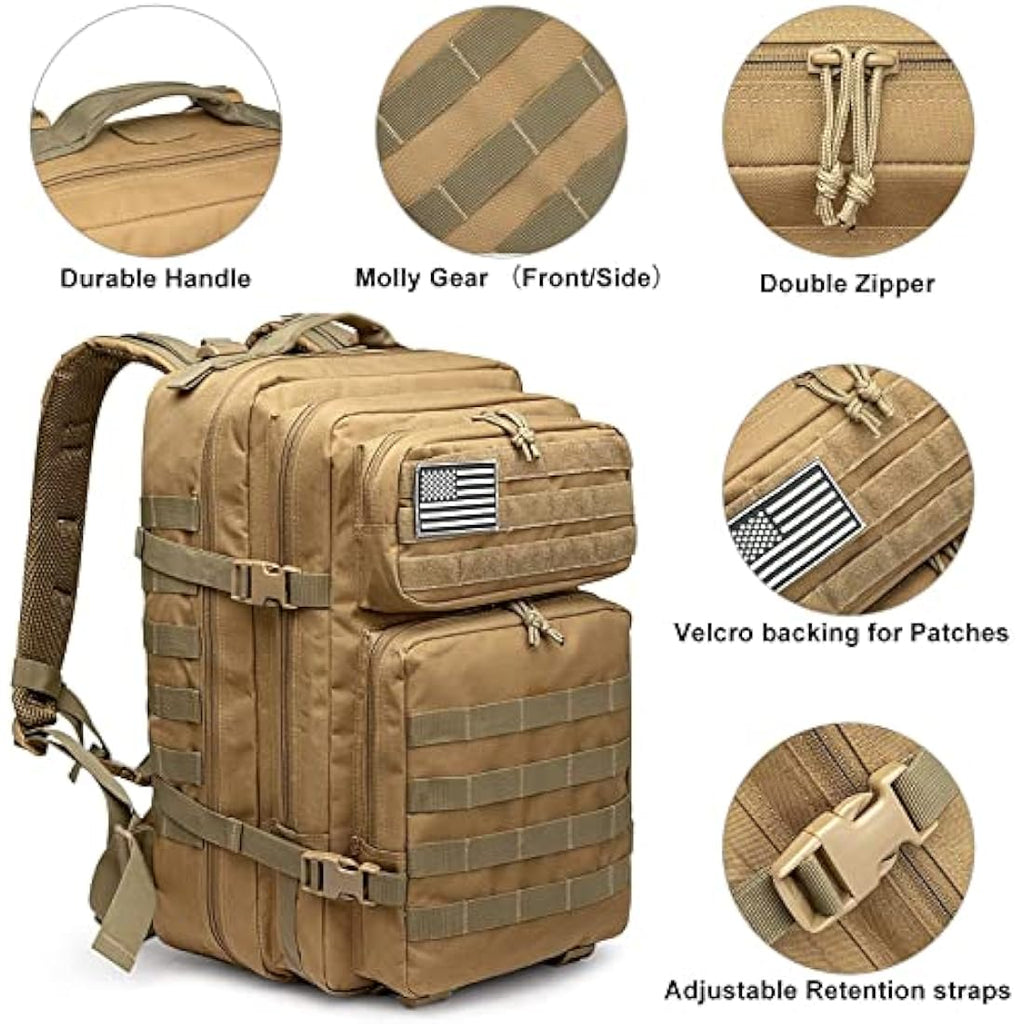 G4Free 40L Molle Backpack Large Pack Molle Shoulder Bag Rucksacks Daypack for Outdoor Hiking Camping Trekking Hunting Internal Frame Backpacks Default Title Default Title