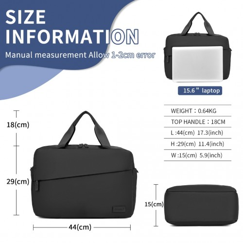TVK2444 - Kono Water-Resistant Travel Bag with Laptop Sleeve Multi-Functional Tote for Business and Weekend Large Capacity for Men and Women - Black Default Title Default Title