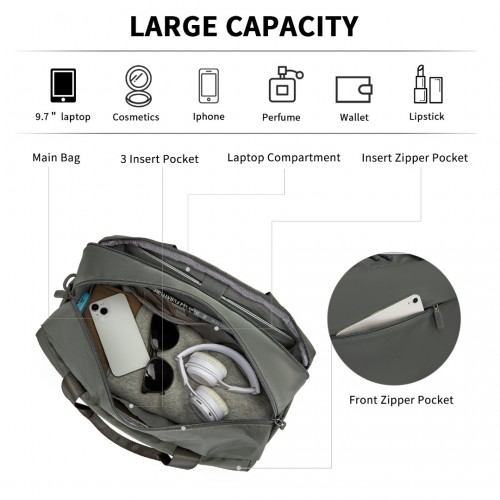 TVK2444 - Kono Water-Resistant Travel Bag with Laptop Sleeve Multi-Functional Tote for Business and Weekend Large Capacity for Men and Women - Grey Default Title Default Title