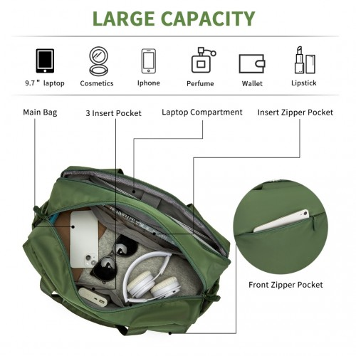 TVK2444 - Kono Water-Resistant Travel Bag with Laptop Sleeve Multi-Functional Tote for Business and Weekend Large Capacity for Men and Women - Green Default Title Default Title