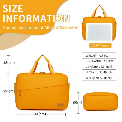 TVK2444 - Kono Water-Resistant Travel Bag with Laptop Sleeve Multi-Functional Tote for Business and Weekend Large Capacity for Men and Women - Yellow Default Title Default Title